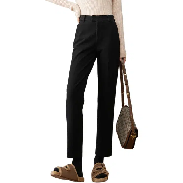 娅丽达 纯色简约舒适亲肤休闲裤 女款 黑色