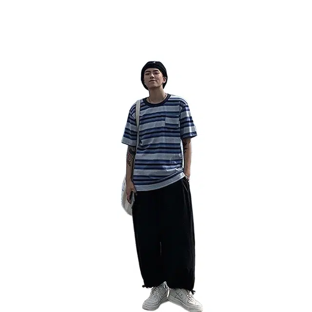 一碗士多 日系复古纯色宽松萝卜裤中性风休闲九分裤束脚裤休闲裤 男女同款