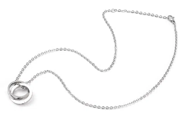 肯默 莫比乌斯环 戒指 相扣吊坠 钛钢 项链 男女同款情侣款 银色 礼盒包装