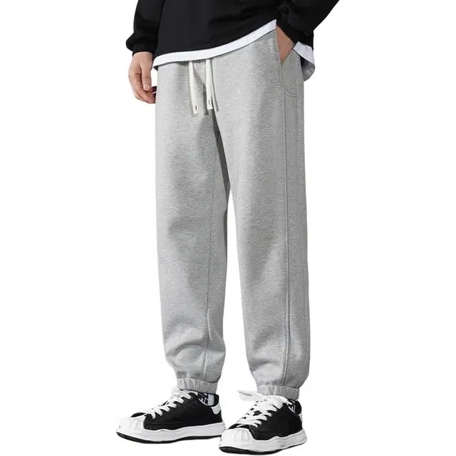 么宁 纯色百搭舒适透气束脚裤宽松垂感抗皱潮流时尚个性痞帅运动休闲裤 男女同款