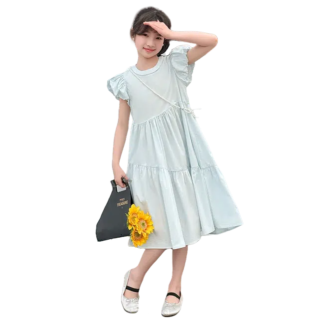 浪莎连衣裙 透气亲肤洋气短袖 浅蓝色 儿童款