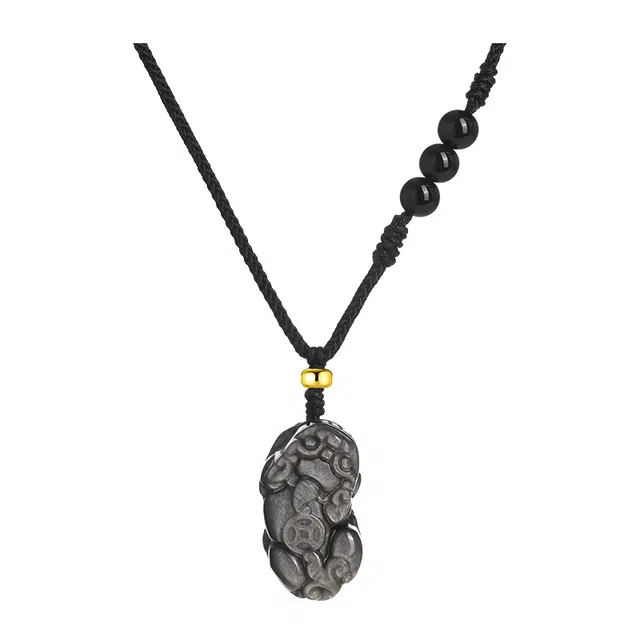 恋朵 国风 八方来财  招财貔貅 潮酷高级感 黑曜石 玉石项链 男女同款情侣款