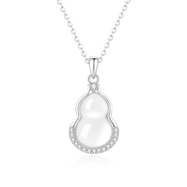 老凤祥 月色葫芦 新中式国风  福禄双全 轻奢小众极简 高贵显气质 时尚通勤百搭朋友礼盒装天然 玉髓 项链 女款