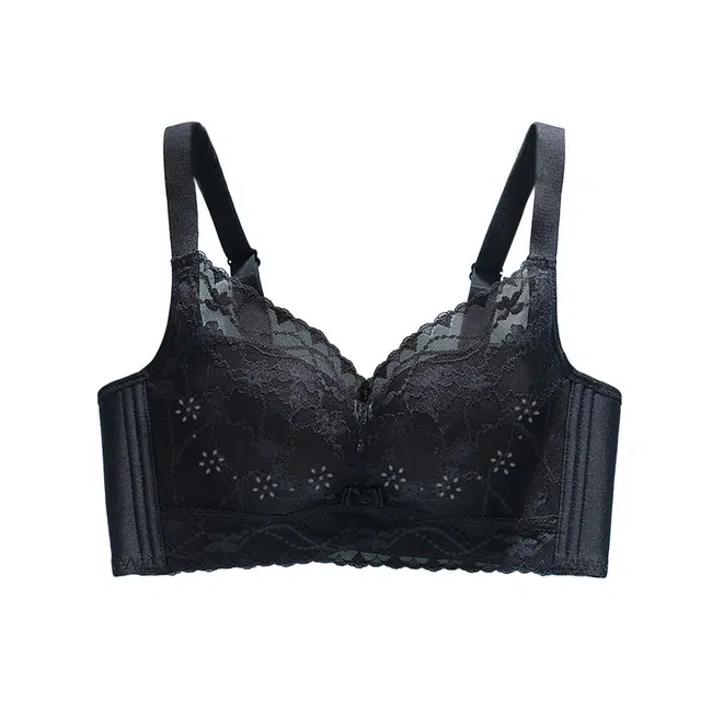 都市丽人 大胸显小聚拢无痕清爽透气蕾丝花薄款提拉防下垂侧收美背性感纯欲风无钢圈收副乳文胸 女款