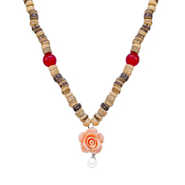 前方大荒野 山茶花珍珠复古氛围感新中式风潮小众设计甜酷珍珠时尚百搭精致时髦 树脂/合金 项链 女款