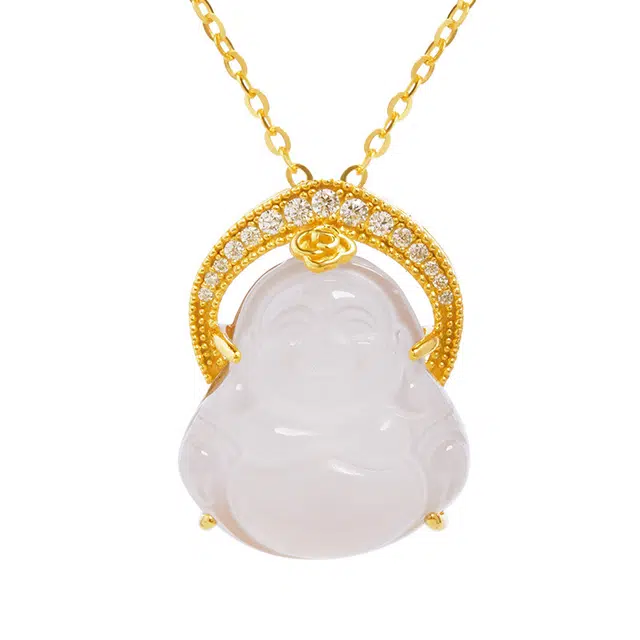 骊碧 笑面弥勒佛新中式高级感佛公天然 玉髓 项链 女款