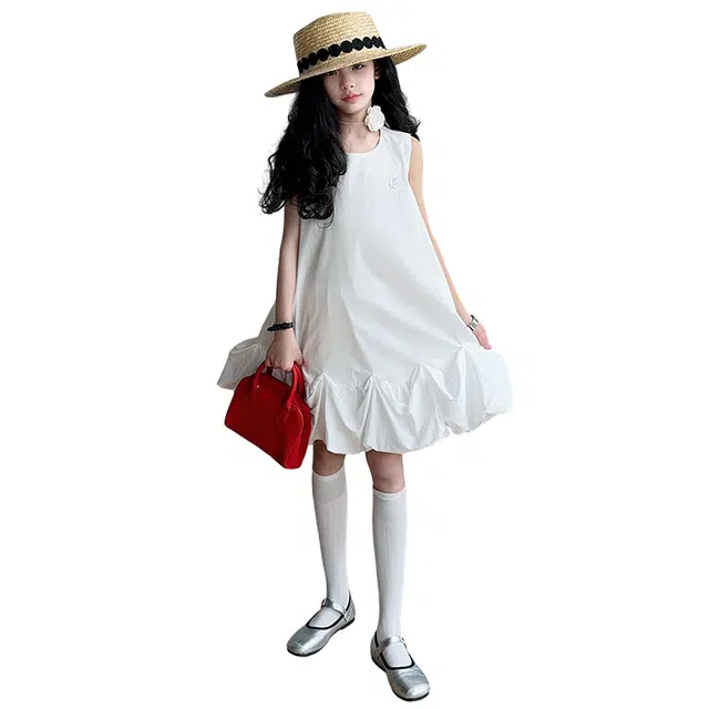 泰迪珍藏连衣裙 无袖亲肤透气舒适 白色 青少年
