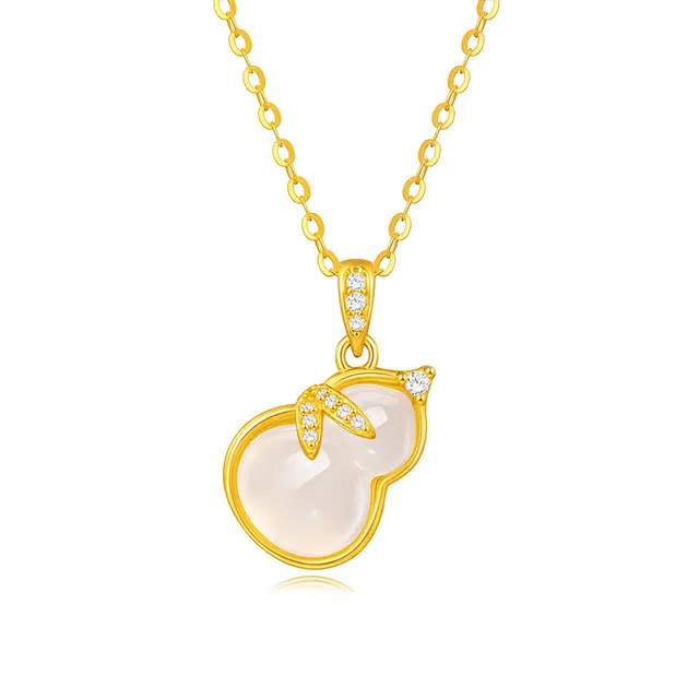 金六福吉祥 中式小众设计感国潮古典雅致寓意吉祥甜美仙气飘飘的古风雅物#好运 玉髓 项链 男女同款情侣款