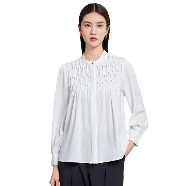 富铤 极简简约立领宽松套头休闲日常通勤长袖衬衫 女款