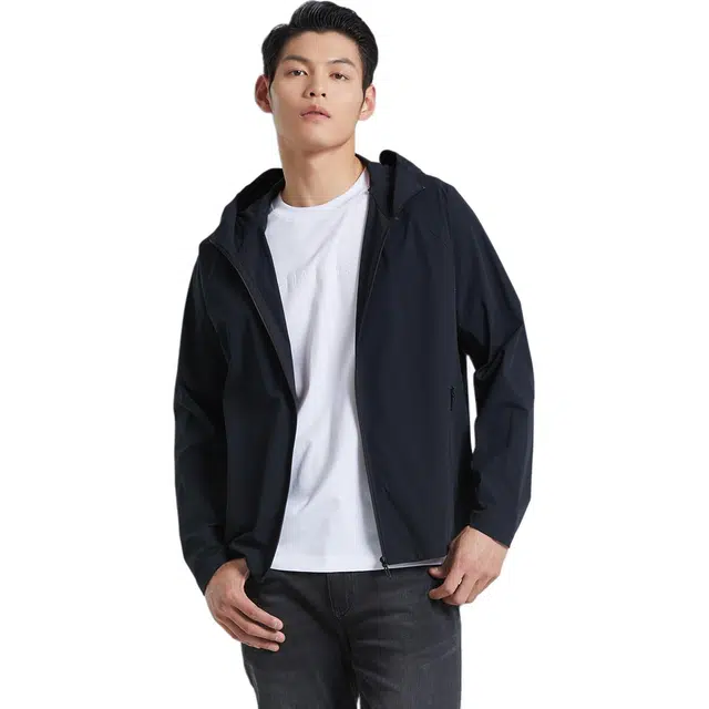 利郎 轻薄连帽纯色常规长袖防晒服 男款