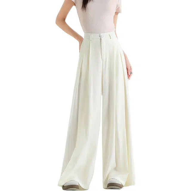 法文箱子 宽松气质阔腿纯色高腰长裤休闲裤 女款