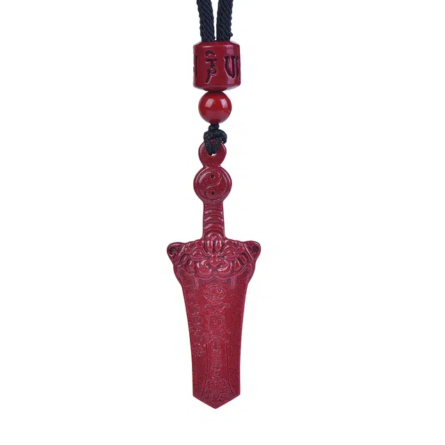 石在行 复古平安转运纳福 国潮新中式五福临门降魔剑 朱砂 项链 男女同款情侣款