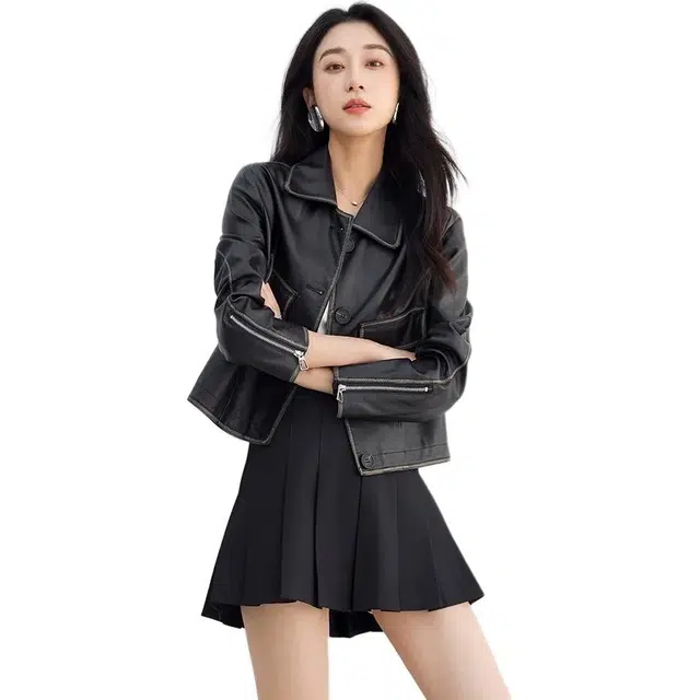 熙然 翻领纯色常规长袖通勤夹克外套 女款