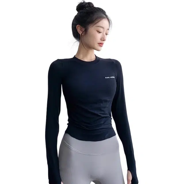 怪力萝莉  运动上衣女长袖瑜伽服显瘦紧身透气速干专业训练跑步  健身衣  女款