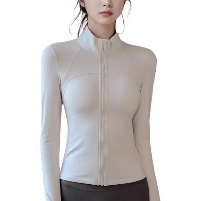 怪力萝莉  立领拉链运动上衣健身服显瘦百搭弹力修身长袖  瑜伽外套  女款