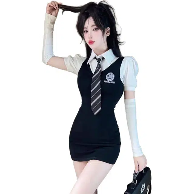 哒头下雨不愁 休闲简约舒适百搭短袖连衣裙 女款