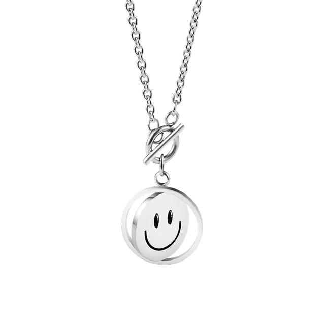 芊淑歆 笑脸哭脸可旋转潮可转动小众时尚潮流百搭 钛钢 项链 男款