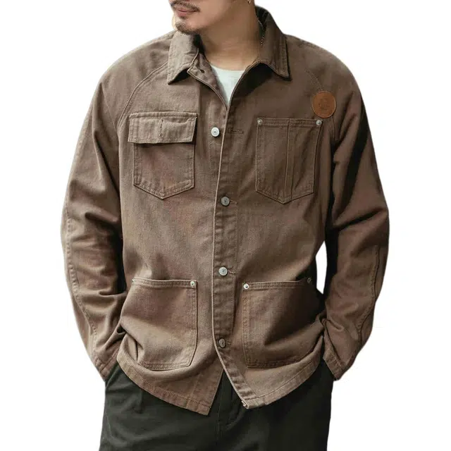 格蓝鹿 美式工装潮牌宽松牛仔外套 男款