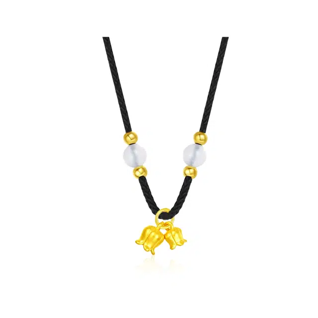 【赠暴富手机贴】 重庆金店 兰铃花精致轻奢小众设计高级感时尚气质日常百搭锁骨链 琉璃 项链 男女同款情侣款