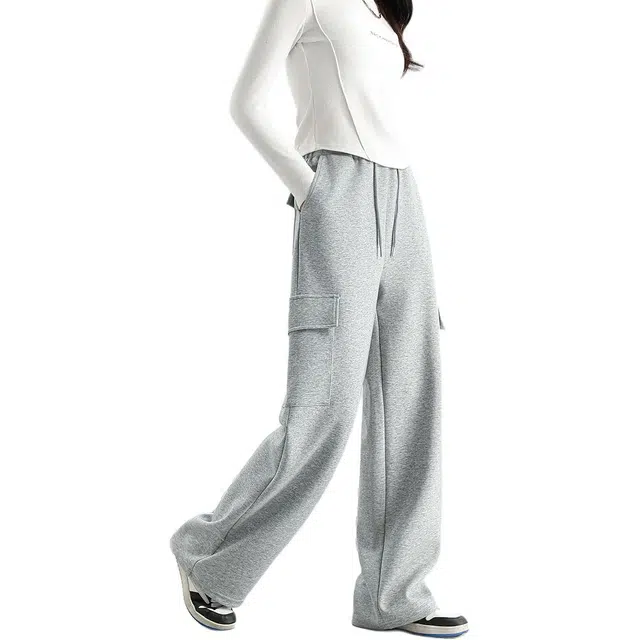 法文箱子 纯色百搭直筒常规高腰长裤休闲裤 女款