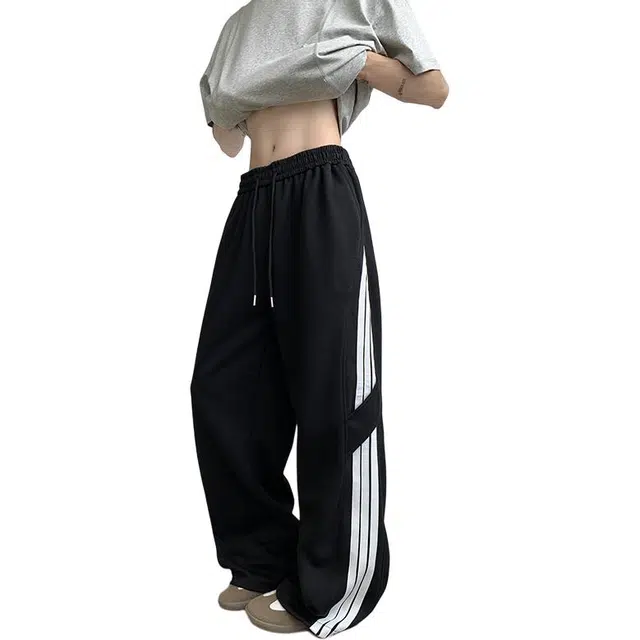 极限涡轮 美式运动卫裤春季潮牌美式男生裤子宽松阔腿直筒运动长裤休闲裤 男女同款