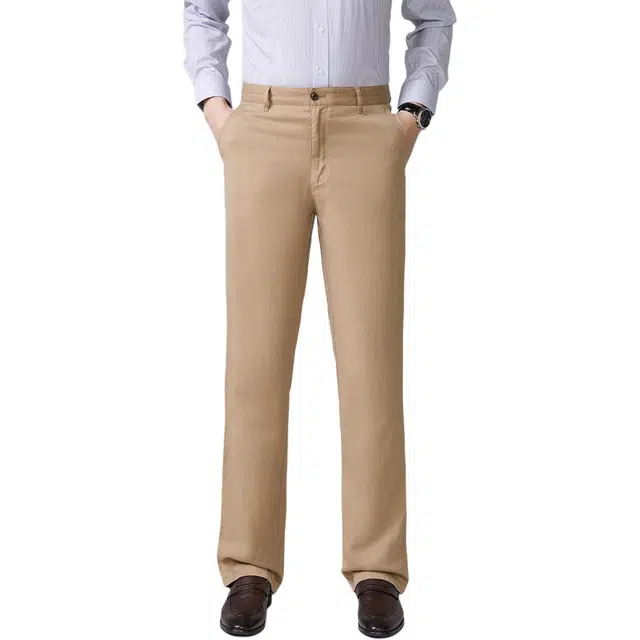 佛朗尼·齐拉 舒适透气直筒百搭简约商务日常通勤休闲裤 男款 土黄