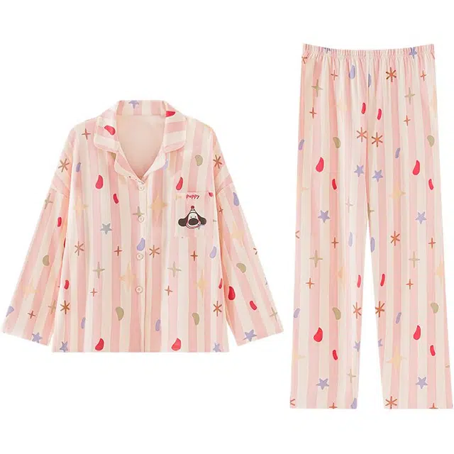 顶瓜瓜 简约舒适透气带胸垫可外穿家居服睡衣套装 女款