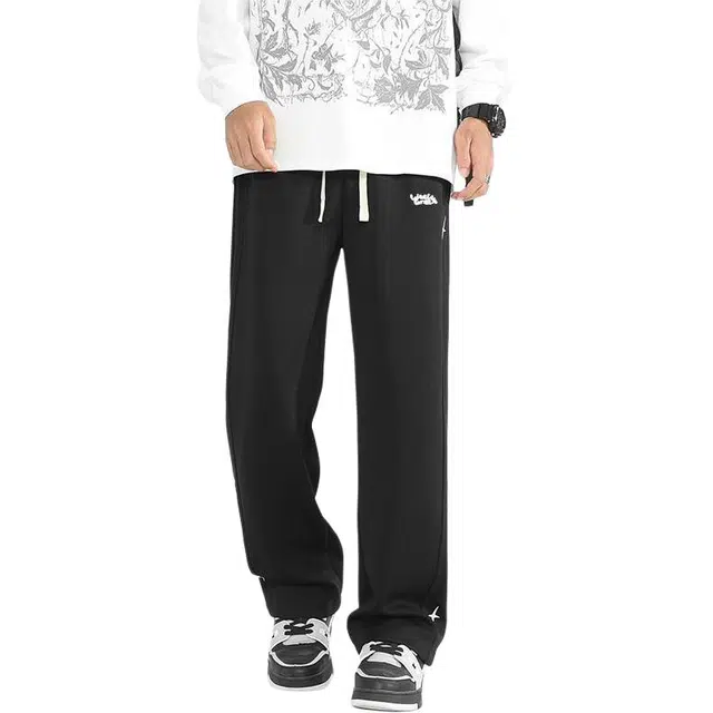 虫小绿 美式高街纯色直筒宽松基础款时尚休闲裤 男女同款