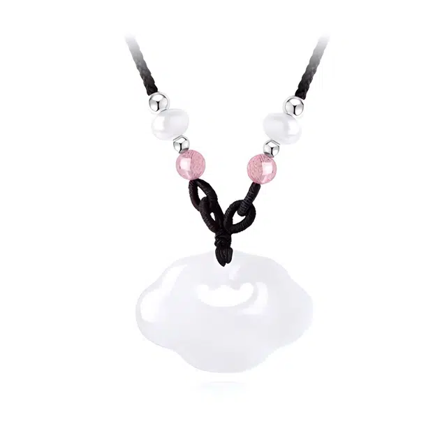 庆怡 祥云平安锁 新中式国风小众百搭高级感平安纳福祥云长命锁吊坠#好运 玉髓 玉石项链 男女同款情侣款