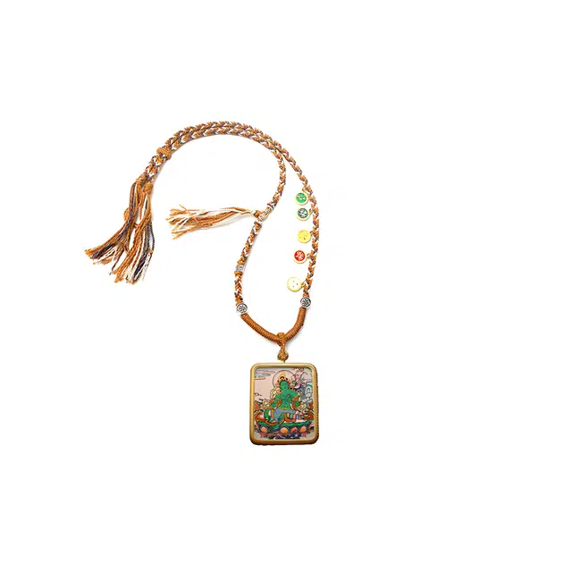 玉临门 事事如意 绿度母 手绘唐卡新中式国风民族风 手工编织棉绳#好运 合金 项链 男女同款情侣款