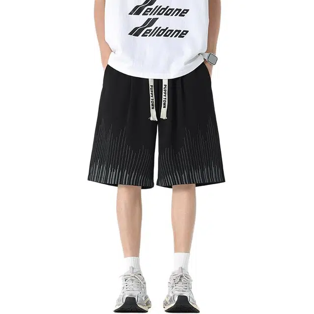 黑恐龙 潮牌宽松个性设计感简约百搭舒适透气五分休闲短裤 男女同款