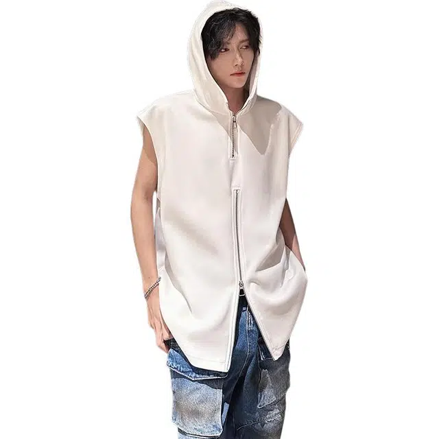 单爵 美式高街半拉链背心 男女同款