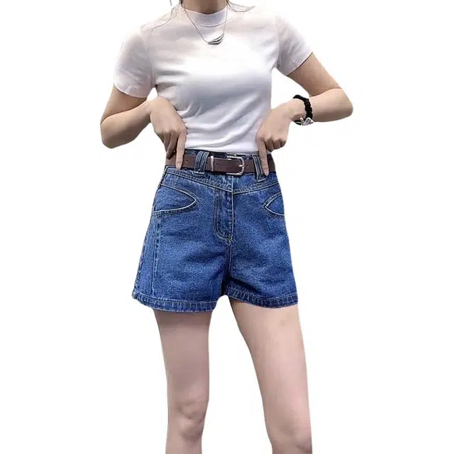 丝絮丝绸 时尚气质百搭高腰牛仔短裤 女款