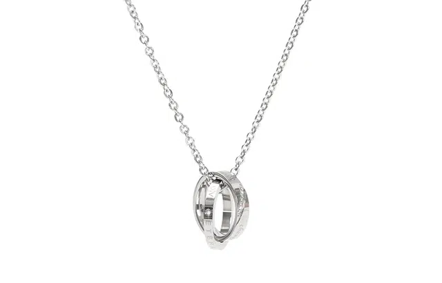 肯默 莫比乌斯环 戒指 相扣吊坠 钛钢 项链 男女同款情侣款 银色 礼盒包装