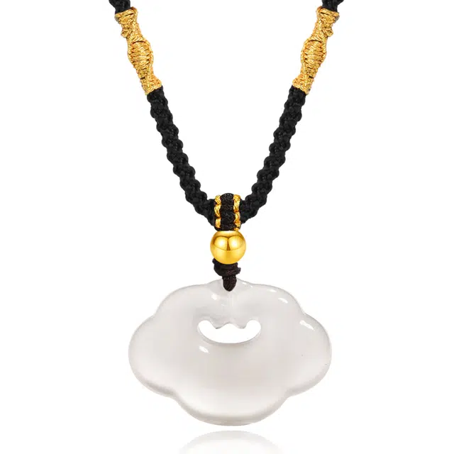 【玉质天成】 帝苏行 长命锁富贵祥云锁 新中式国潮 吉祥如意平安顺遂 好运 简约小众设计 玉髓 项链 女款