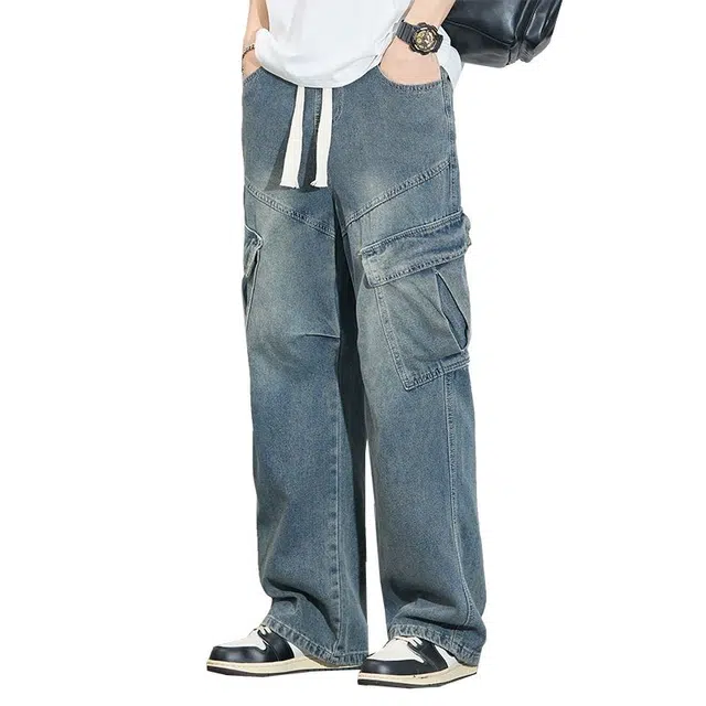 宝米卡 潮牌工装宽松直筒休闲裤子牛仔裤 男女同款