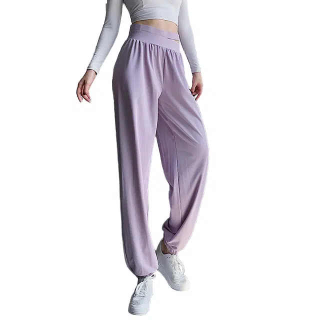 怪力萝莉 宽松束脚高腰显瘦健身跑步速干休闲垂感哈伦裤瑜伽裤外运动长裤 女款