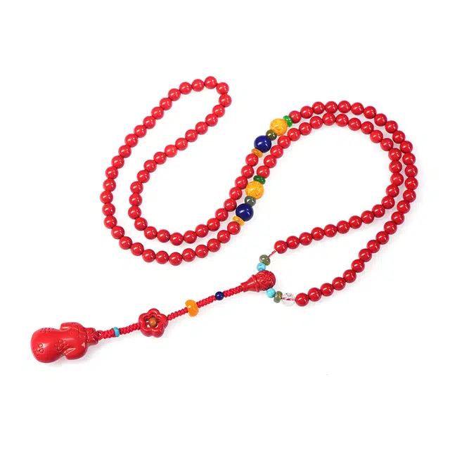 谧月珠宝 旗开得胜 新中式民族风 小众设计宫廷风 再造辰砂朱砂 玉石项链 女款