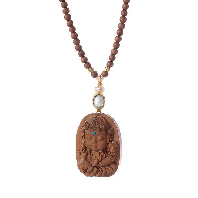 三檀小舍 国风国潮新中式 度母守护 诸事顺利前程似锦小众简约高级轻奢 檀木 项链 男女同款情侣款