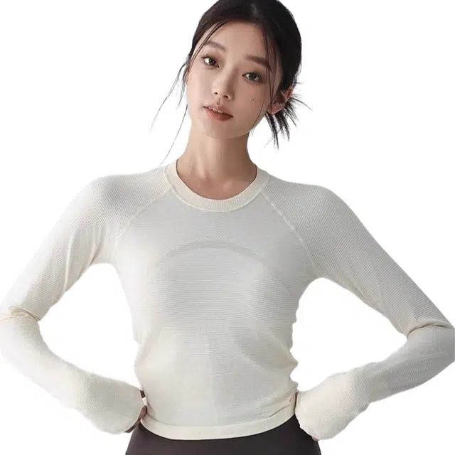 怪力萝莉  高弹瑜伽服上衣高级感跑步速干运动上衣外穿长袖透气  健身衣  女款