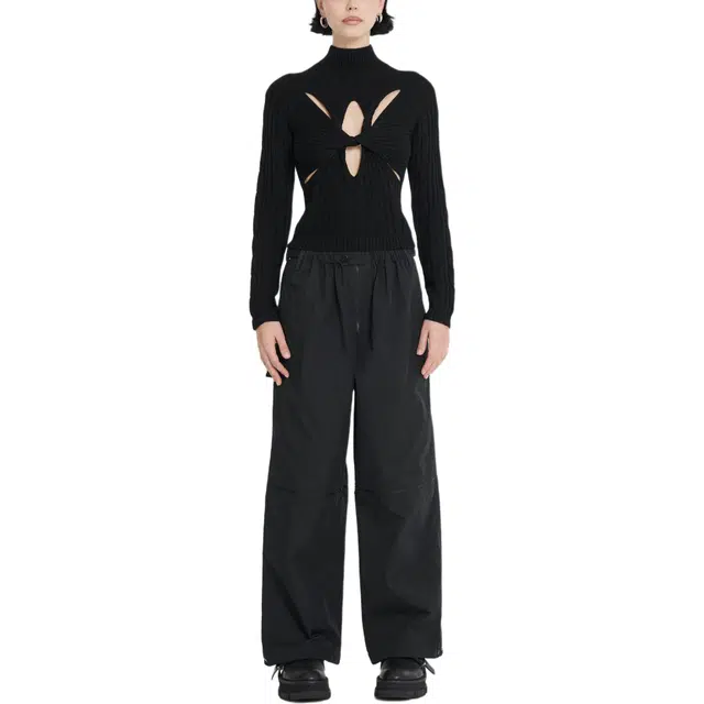 DION LEE MUSCULAR TWIST CABLE SWEATER BLACK