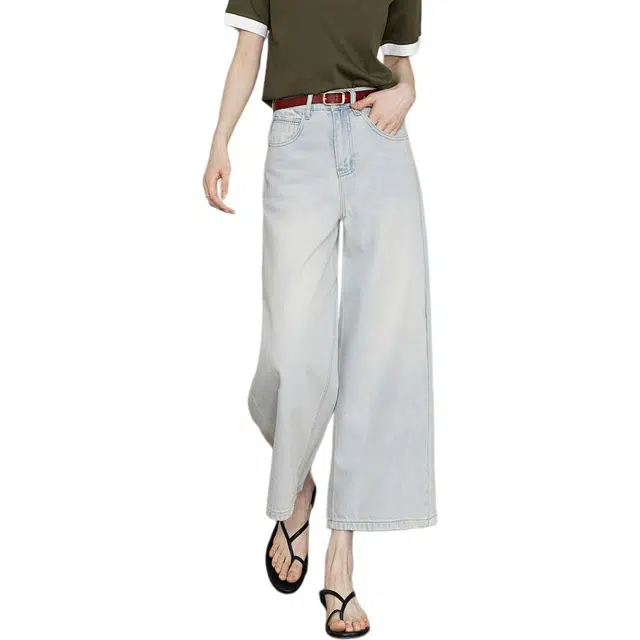 【dme】 宽松遮肉显瘦八分阔腿直筒牛仔裤 女款