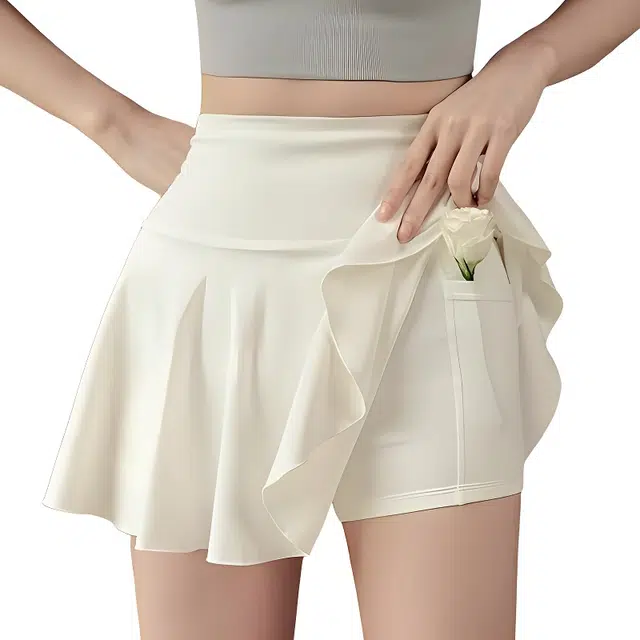 怪力萝莉  假两件运动高腰防走光网球裙跑步健身羽毛球百褶裙夏款  瑜伽短裙  女款