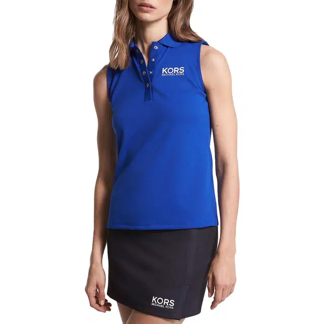 MICHAEL KORS Golf Logo Piqu Sleeveless Polo Shirt Polo