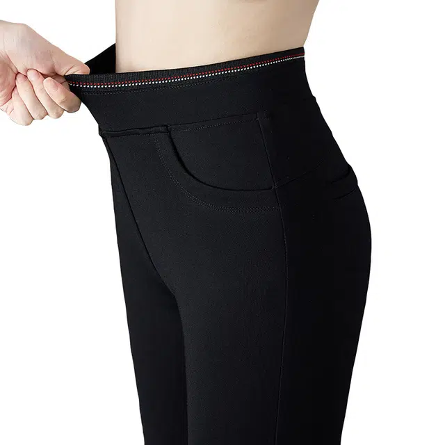 她池 简约休闲小脚魔术裤弹力高腰打底裤 女款 黑色