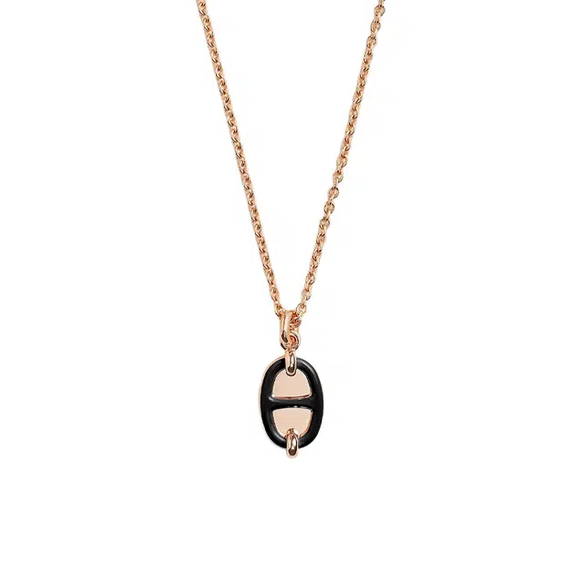Hermes Two-Tone Metal Necklace Black