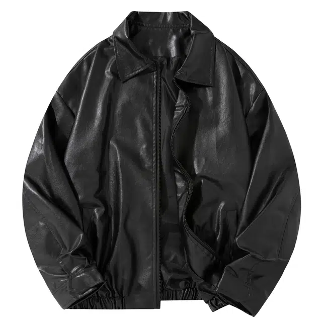 美式复古痞帅风机车服夹克外套皮衣 男女同款