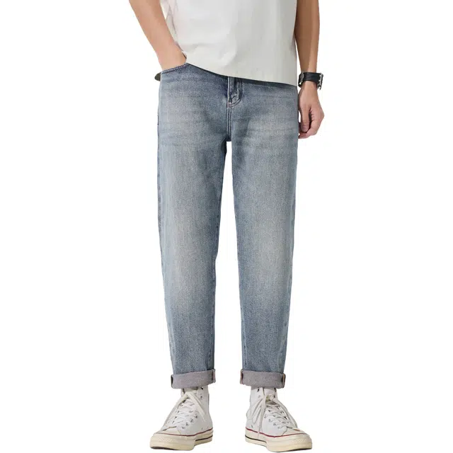帝狼牛 水洗渐变通勤休闲直筒垂感纯色百搭亲肤舒适轻薄透气废土风牛仔裤 男女同款
