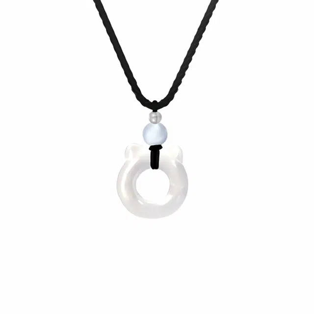 富珠汇 招财猫咪平安扣简约个性百搭天生一对 精致可爱小巧新中式招财纳福平安喜乐好运 菩提根 项链 男女同款情侣款