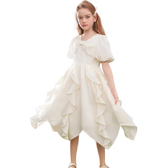 泰迪珍藏连衣裙 纯色洋气甜美优雅风个性短袖 青少年